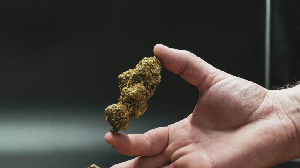 Man smokes weed at the sawmill